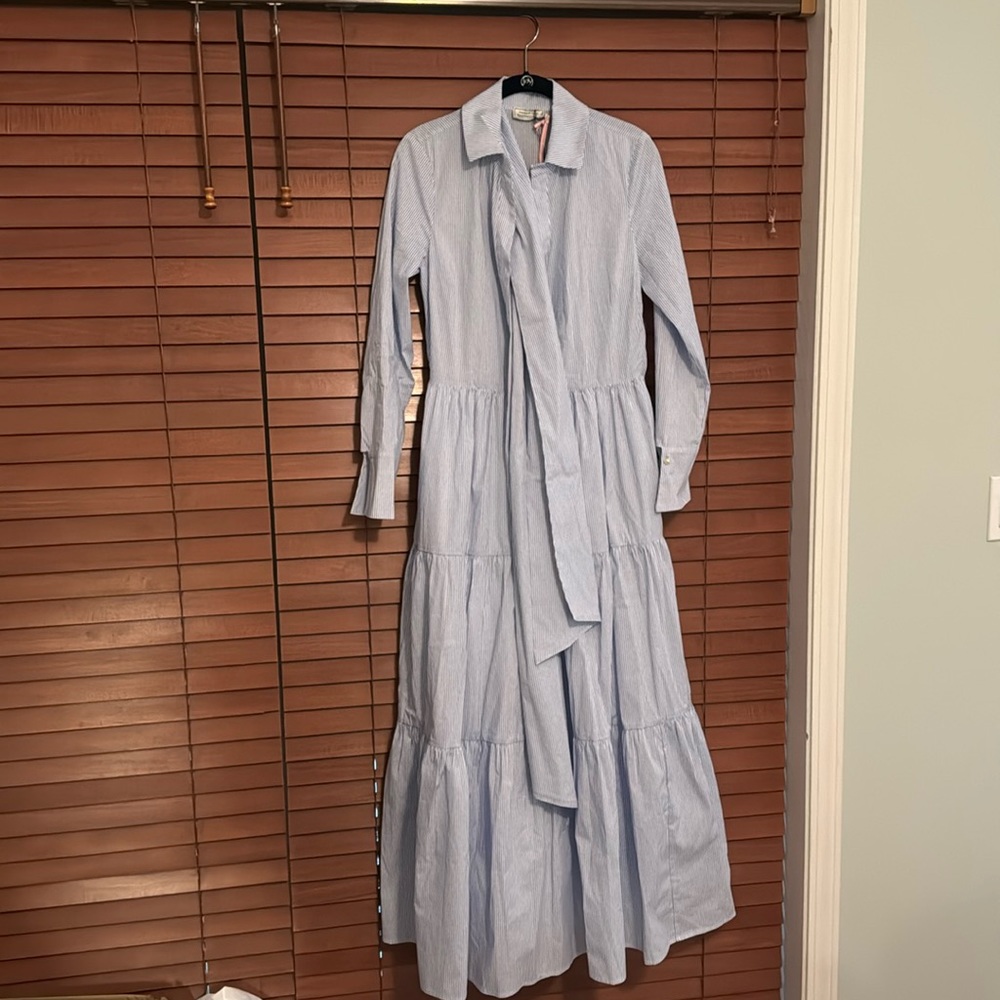 NWT VINEYARD VINES KENTUCKY DERBY TIERED SHIRTDRESS SIZE 4 BLUE WHITE STRIPE